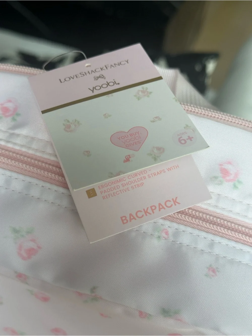 LoveShackFancy Pale Pink Quilted Floral Kids Backpack with Bow Charm